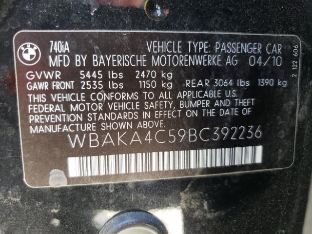 2011 BMW 740 I WBAKA4C59BC392236