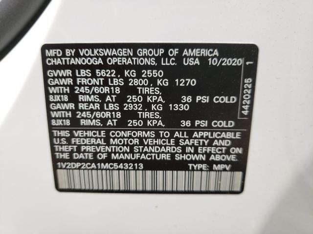 2021 VOLKSWAGEN ATLAS SE 1V2DP2CA1MC543213