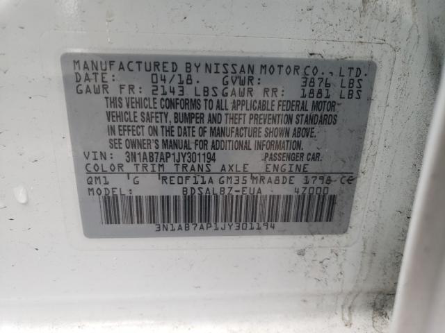 2018 NISSAN SENTRA S 3N1AB7AP1JY301194