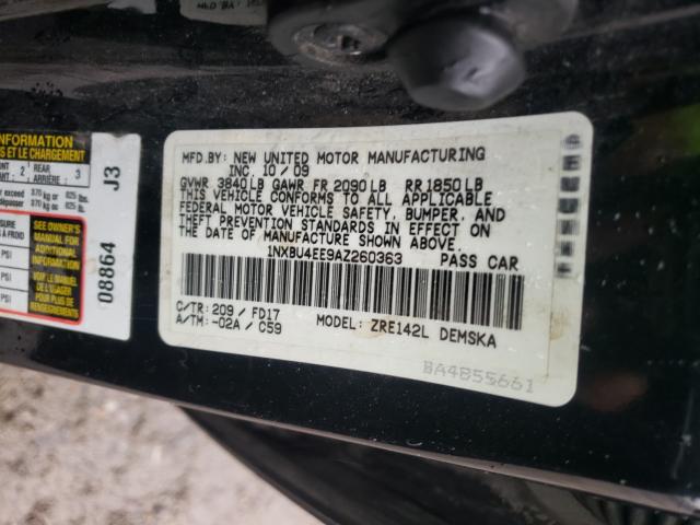 2010 TOYOTA COROLLA BA 1NXBU4EE9AZ260363