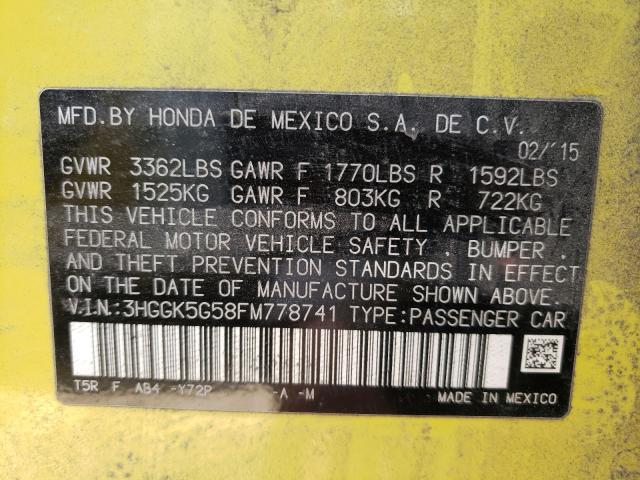 2015 HONDA FIT LX 3HGGK5G58FM778741