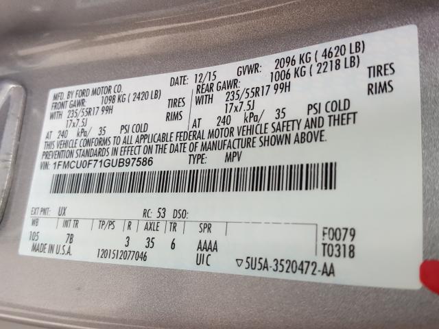2016 FORD ESCAPE S 1FMCU0F71GUB97586