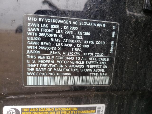 2016 VOLKSWAGEN TOUAREG TD WVGEP9BP9GD006099