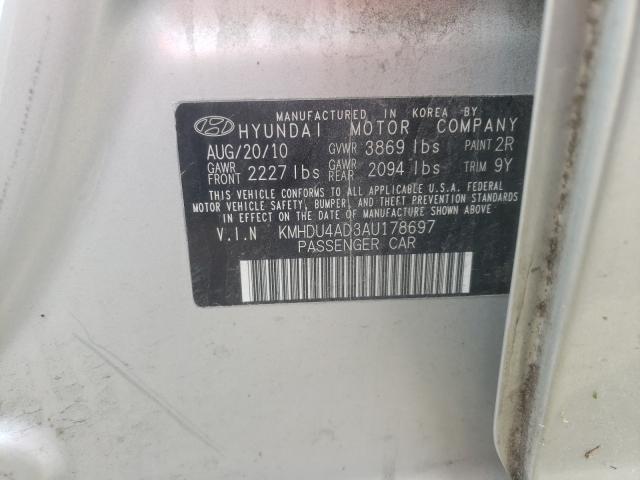 2010 HYUNDAI ELANTRA BL KMHDU4AD3AU178697