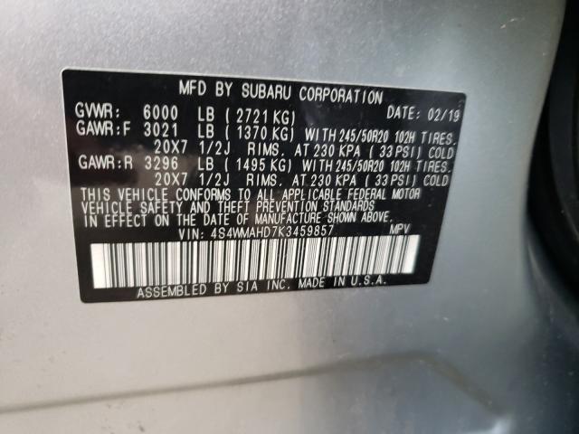 2019 SUBARU ASCENT PRE 4S4WMAHD7K3459857