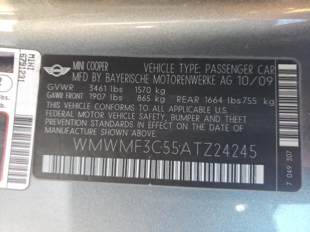 2010 MINI COOPER WMWMF3C55ATZ24245