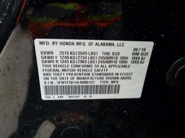 2020 HONDA PILOT LX 5FNYF5H14LB006157