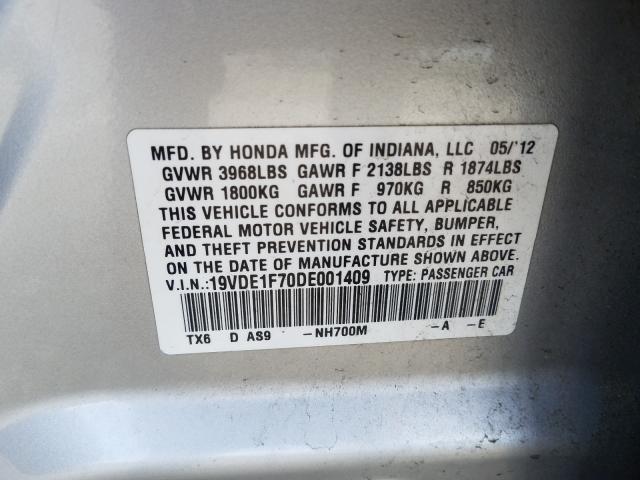 2013 ACURA ILX 20 TEC 19VDE1F70DE001409
