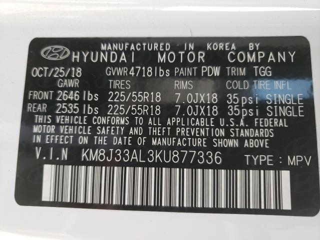 2019 HYUNDAI TUCSON KM8J33AL3KU877336