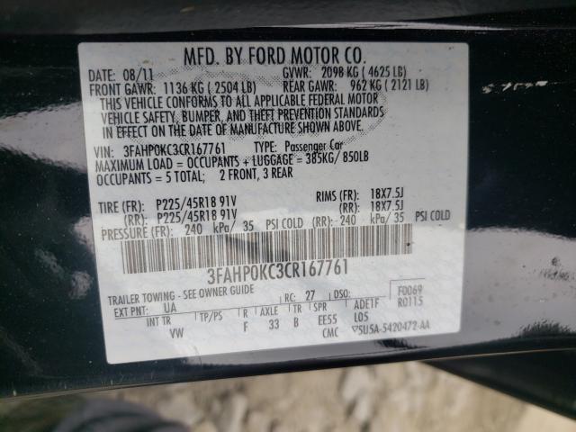 2012 FORD FUSION SPO 3FAHP0KC3CR167761