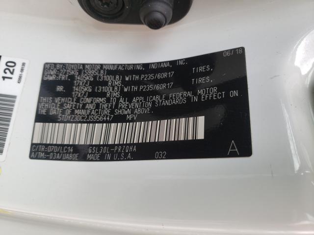 5TDYZ3DC2JS956447 2018 TOYOTA SIENNA, photo no. 10