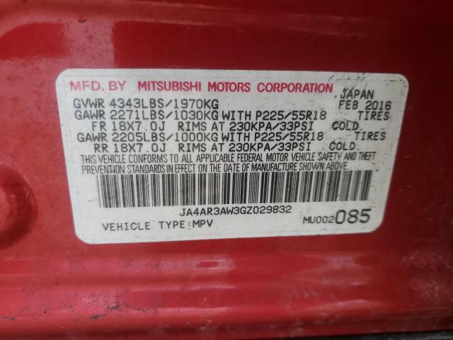 2016 MITSUBISHI OUTLANDER JA4AR3AW3GZ029832