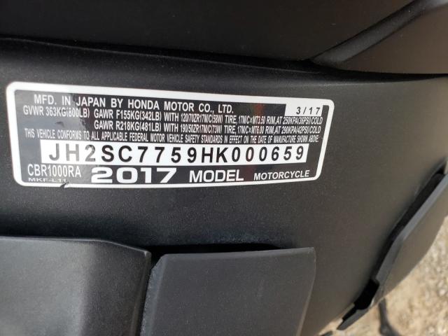2017 HONDA CBR1000 RA JH2SC7759HK000659