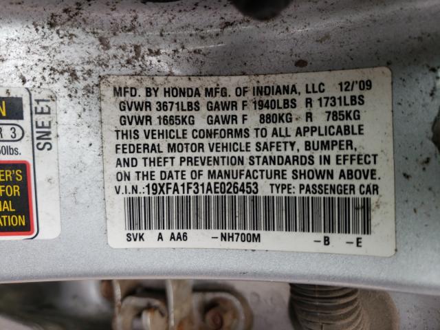 2010 HONDA CIVIC VP 19XFA1F31AE026453