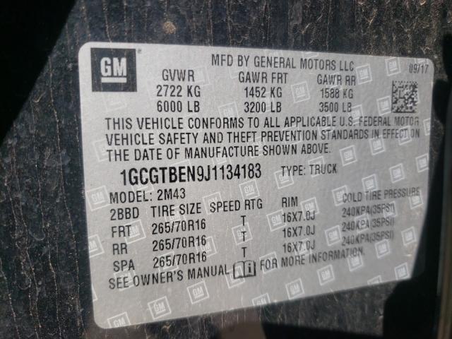 2018 CHEVROLET COLORADO 1GCGTBEN9J1134183