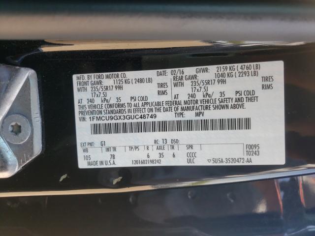 2016 FORD ESCAPE SE 1FMCU9GX3GUC48749