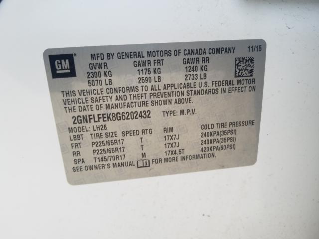 2016 CHEVROLET EQUINOX LT 2GNFLFEK8G6202432