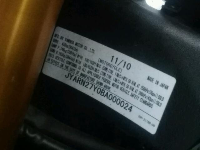 2011 YAMAHA FZ8 NC JYARN27Y0BA000024