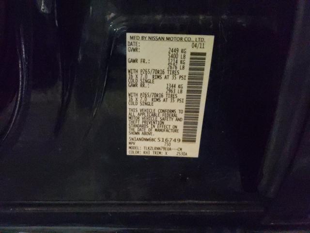 2011 NISSAN XTERRA OFF 5N1AN0NW6BC516749