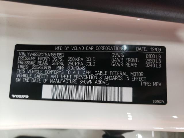 2010 VOLVO XC90 YV4852CT5A1551992