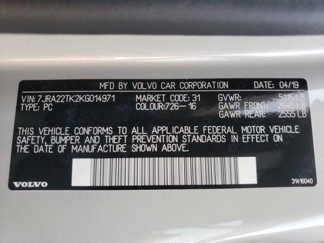 2019 VOLVO S60 T6 MOM 7JRA22TK2KG014971