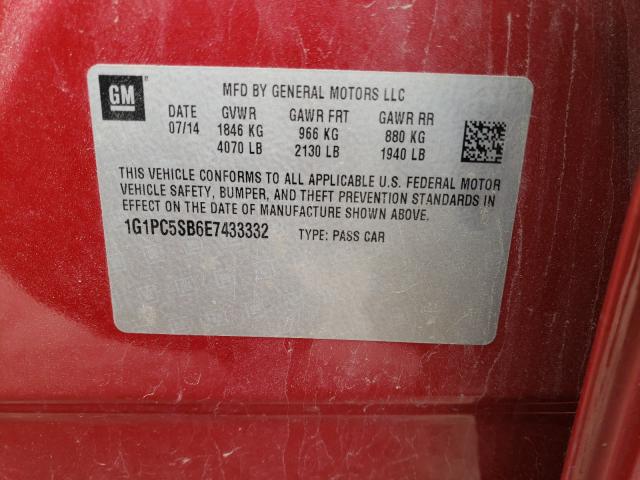 2014 CHEVROLET CRUZE LT 1G1PC5SB6E7433332