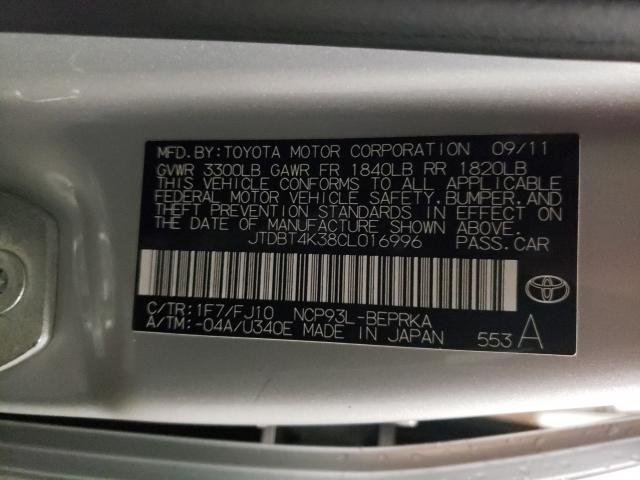 2012 TOYOTA YARIS - JTDBT4K38CL016996