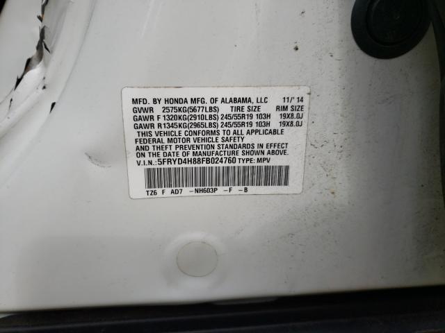 2015 ACURA MDX ADVANC 5FRYD4H88FB024760