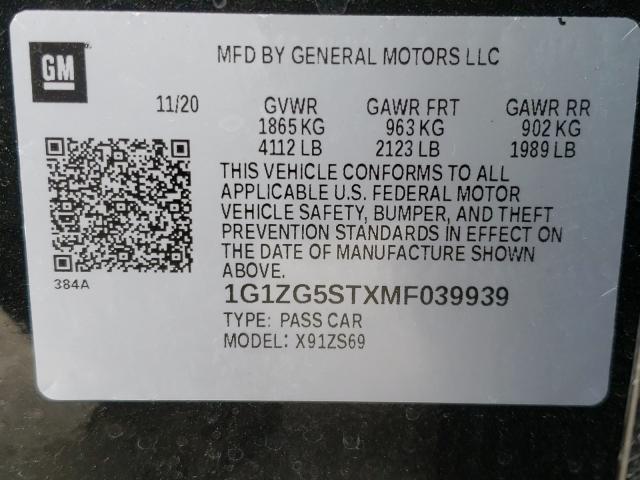 2021 CHEVROLET MALIBU RS 1G1ZG5STXMF039939