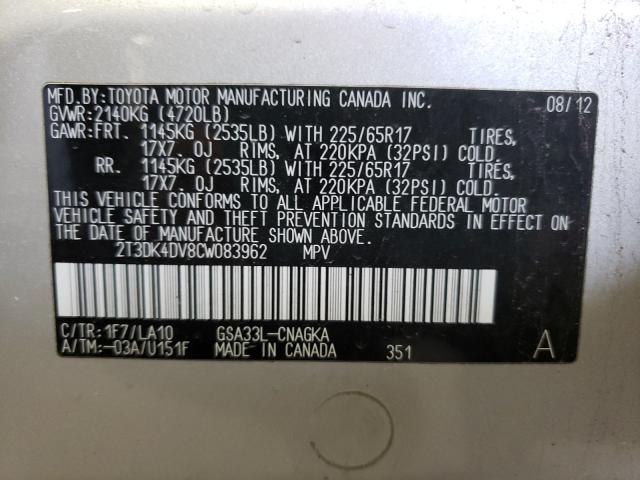 2012 TOYOTA RAV 4 2T3DK4DV8CW083962