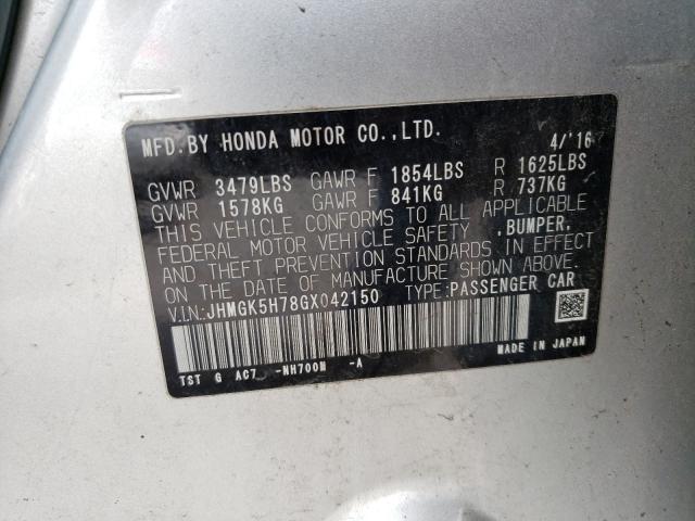 2016 HONDA FIT EX JHMGK5H78GX042150
