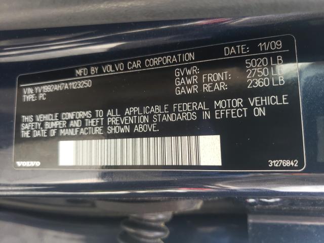 2010 VOLVO S80 T6 YV1992AH7A1123250