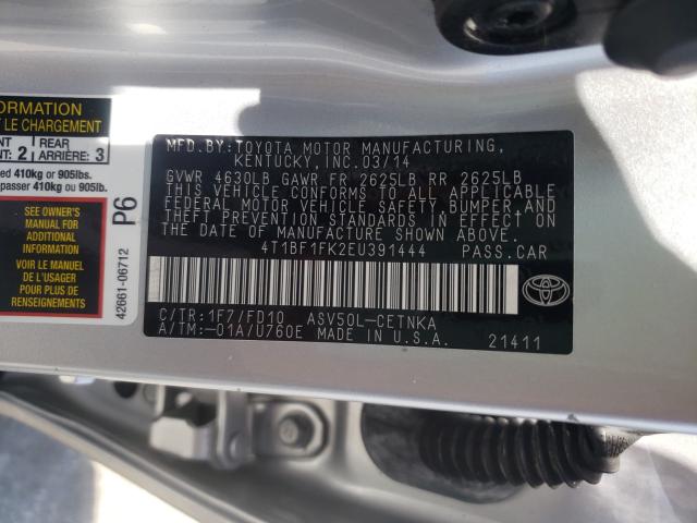 2014 TOYOTA CAMRY L 4T1BF1FK2EU391444