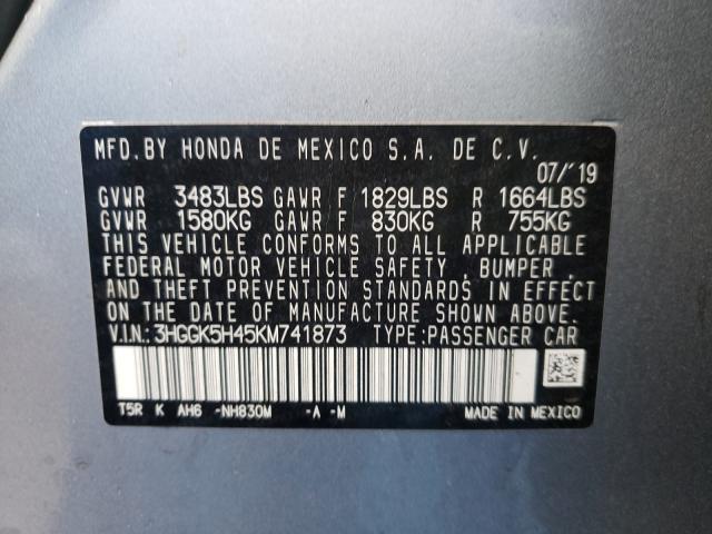 2019 HONDA FIT LX 3HGGK5H45KM741873