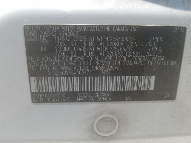 2011 TOYOTA RAV4 2T3ZF4DV4BW103472