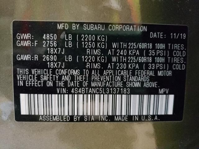 2020 SUBARU OUTBACK LI 4S4BTANC5L3137183