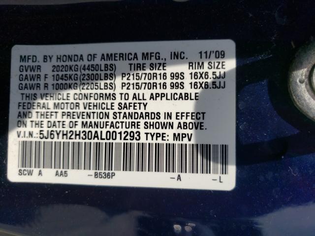 2010 HONDA ELEMENT LX 5J6YH2H30AL001293