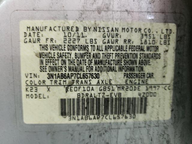 2012 NISSAN SENTRA 2.0 3N1AB6AP7CL657630