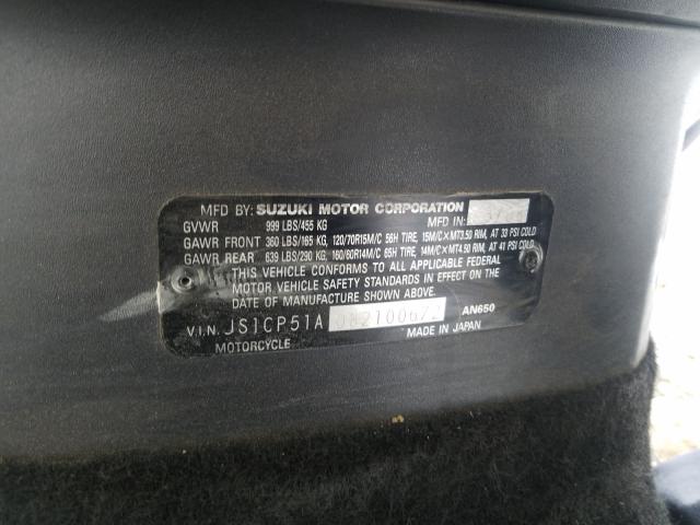 2008 SUZUKI AN650 JS1CP51A082100672