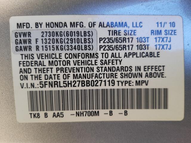 2011 HONDA ODYSSEY LX 5FNRL5H27BB027119