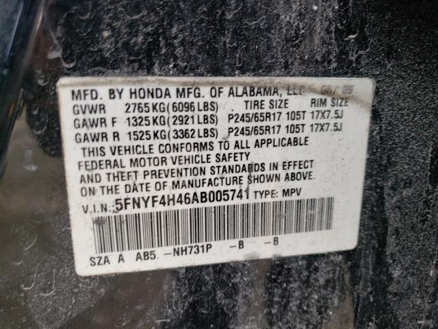 2010 HONDA PILOT EX 5FNYF4H46AB005741