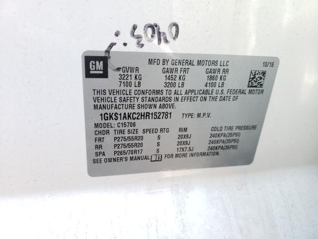 2017 GMC YUKON SLE 1GKS1AKC2HR152781