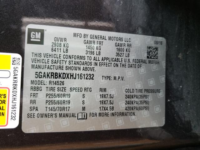 2017 BUICK ENCLAVE 5GAKRBKDXHJ161232