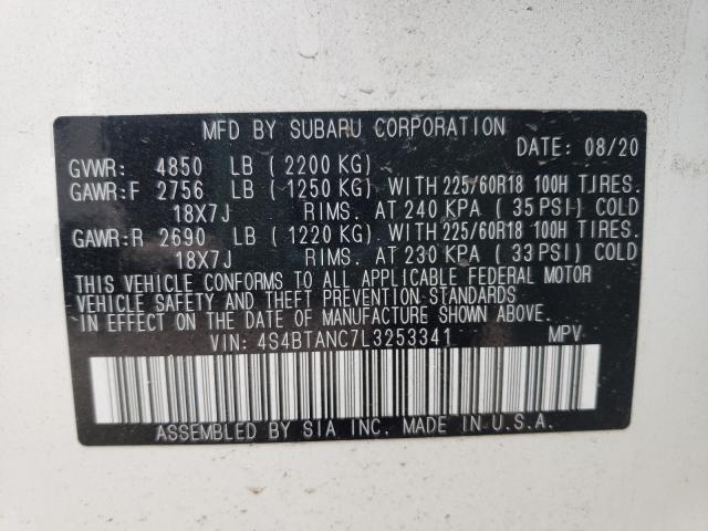 2020 SUBARU OUTBACK LI 4S4BTANC7L3253341