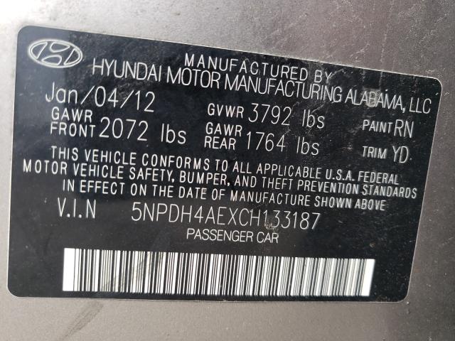 2012 HYUNDAI ELANTRA GL 5NPDH4AEXCH133187