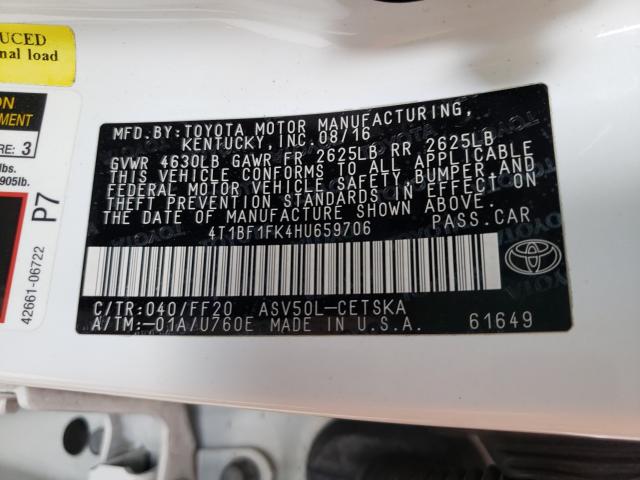 2017 TOYOTA CAMRY LE 4T1BF1FK4HU659706