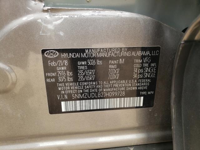 2018 HYUNDAI SANTA FE 5NMZUDLB2JH099728