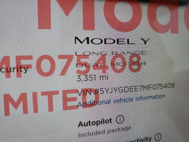 2021 TESLA MODEL Y 5YJYGDEE7MF075408