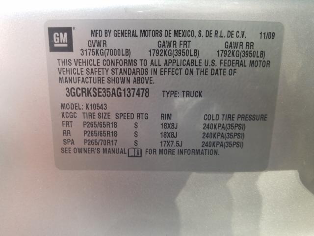 2010 CHEVROLET 1500 SILVE 3GCRKSE35AG137478