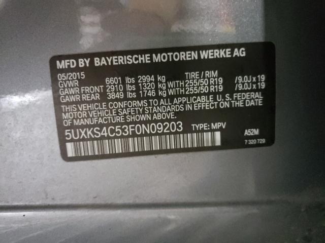2015 BMW X5 XDRIVE3 5UXKS4C53F0N09203